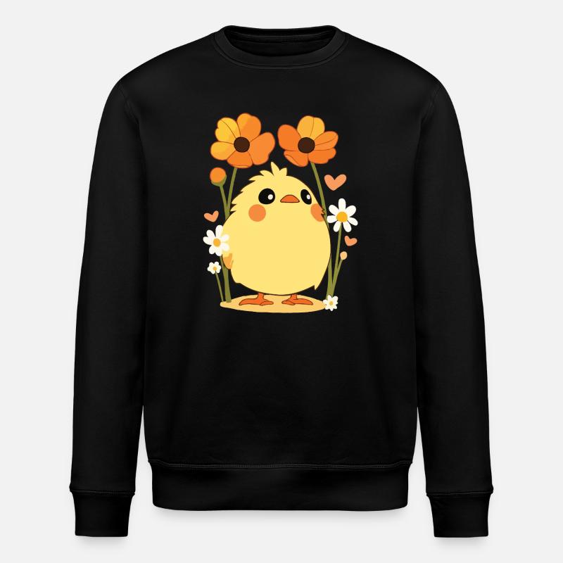 Chick, Spring, Flowers, Summer, Easter, Garden - Stanley/Stella ROLLER Unisex Organic Sweatshirt - black