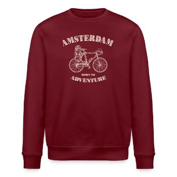 Amsterdam Adventure Bike Tee - Stanley/Stella ROLLER Unisex Organic Sweatshirt - burgundy - Front - Nik (191cm)