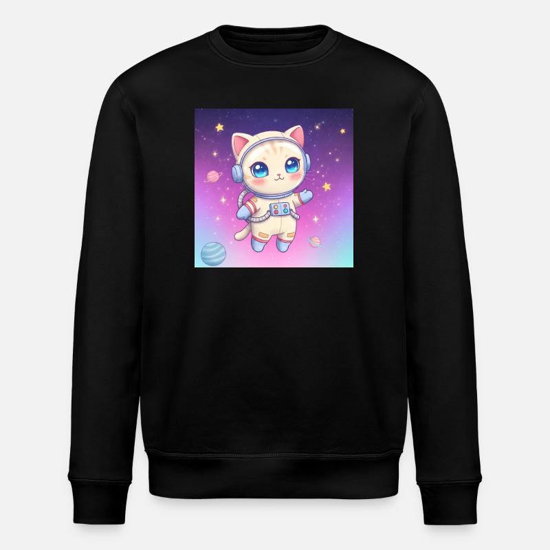 Astronaut Kätzchen - Stanley/Stella Unisex Bio-Sweatshirt ROLLER - Schwarz