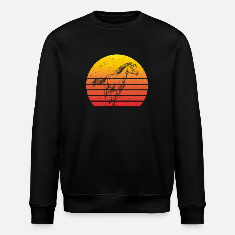 Pferd Motiv Retro Sunset - Stanley/Stella Unisex Bio-Sweatshirt ROLLER - Schwarz