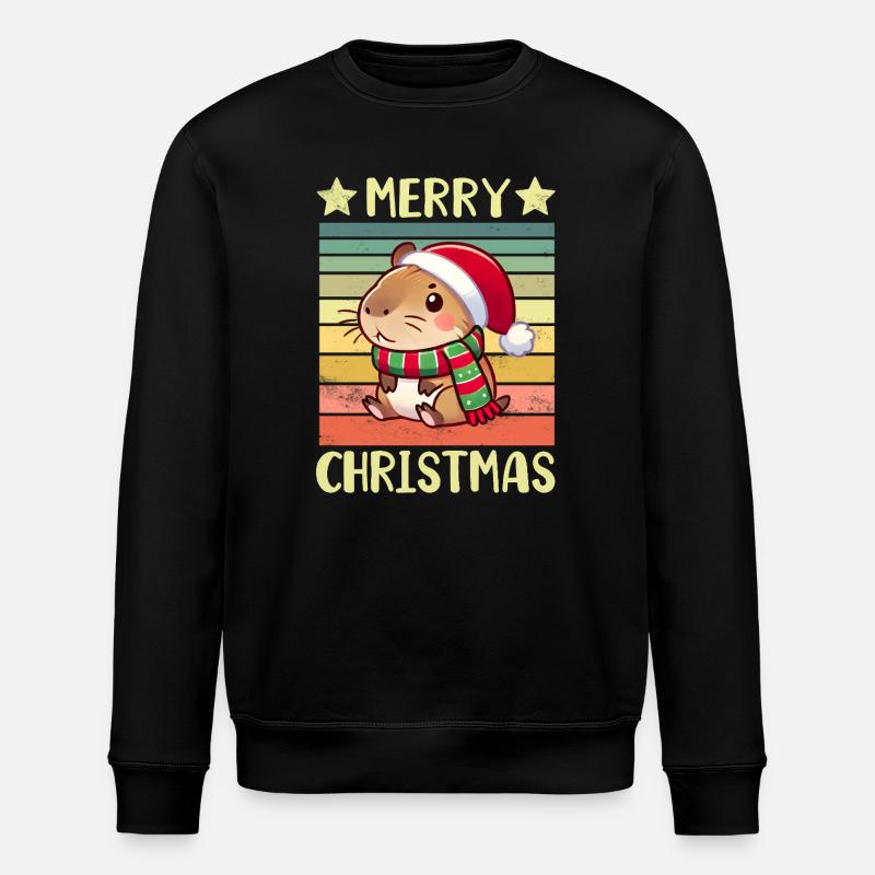 Capybara Weihnachten - Stanley/Stella Unisex Bio-Sweatshirt ROLLER - Schwarz