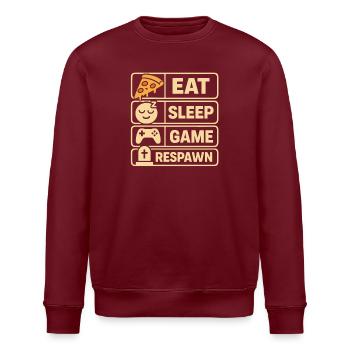 Essen Schlaf Spiel Respawn Design - Stanley/Stella Unisex Bio-Sweatshirt ROLLER - Burgunderrot - Vorne - Nik (191cm)