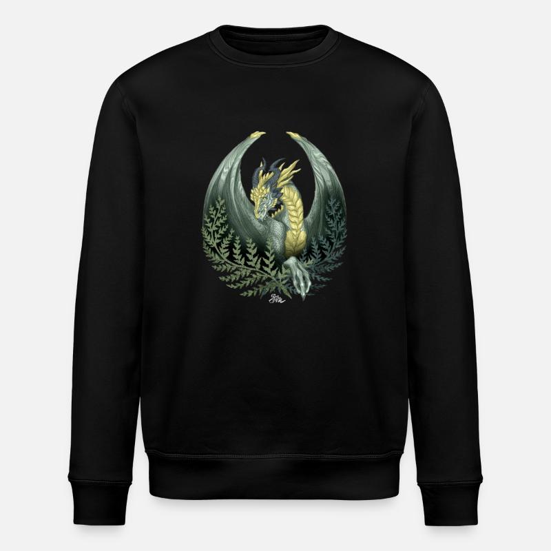 Dragon Vert entouré de fougère - Sweat bio ROLLER Stanley/Stella Unisexe - noir