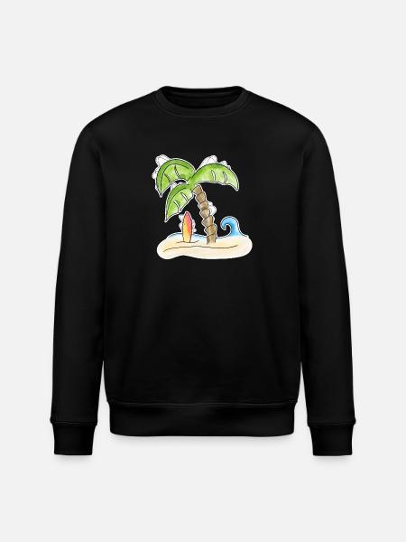 Surfbrett unter Palme - Stanley/Stella Unisex Bio-Sweatshirt ROLLER - Schwarz