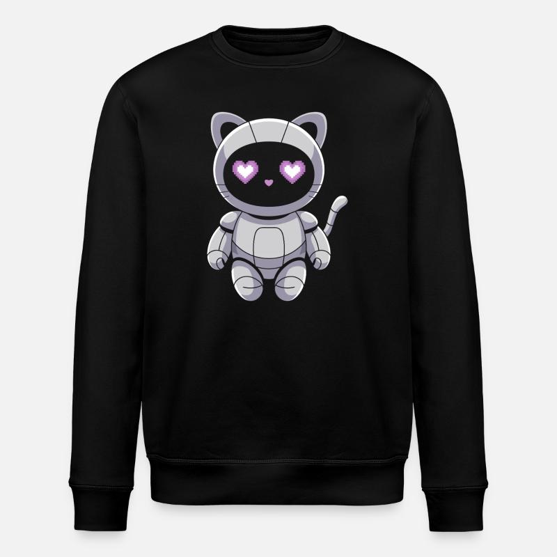 Kuscheliger Katzenroboter mit Herzaugen - Stanley/Stella Unisex Bio-Sweatshirt ROLLER - Schwarz