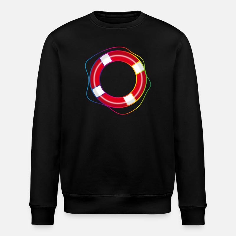 Rettungsring mit Regenbogen-Seil –Maritimes Symbol - Stanley/Stella Unisex Bio-Sweatshirt ROLLER - Schwarz