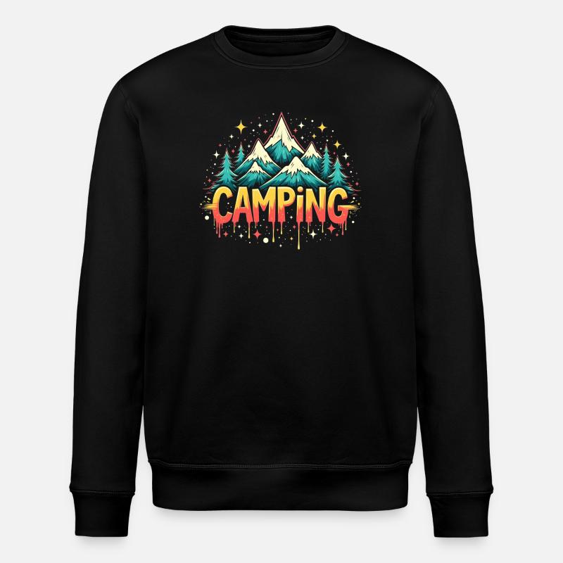 Retro Mountain Camping Lettering - Stanley/Stella ROLLER Unisex Organic Sweatshirt - black