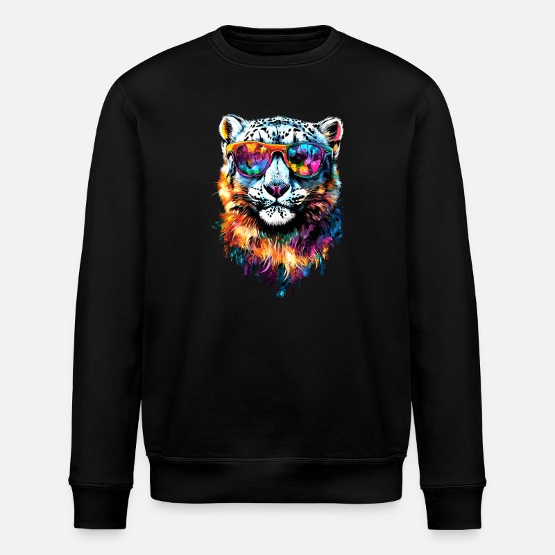 Schneeleopard Panther Raubkatze Großkatze Leopard - Stanley/Stella Unisex Bio-Sweatshirt ROLLER - Schwarz
