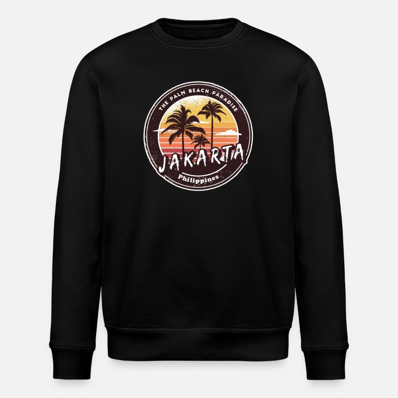 Jakarta Philippines Beach Palm Trees Design - Stanley/Stella ROLLER Unisex Organic Sweatshirt - black