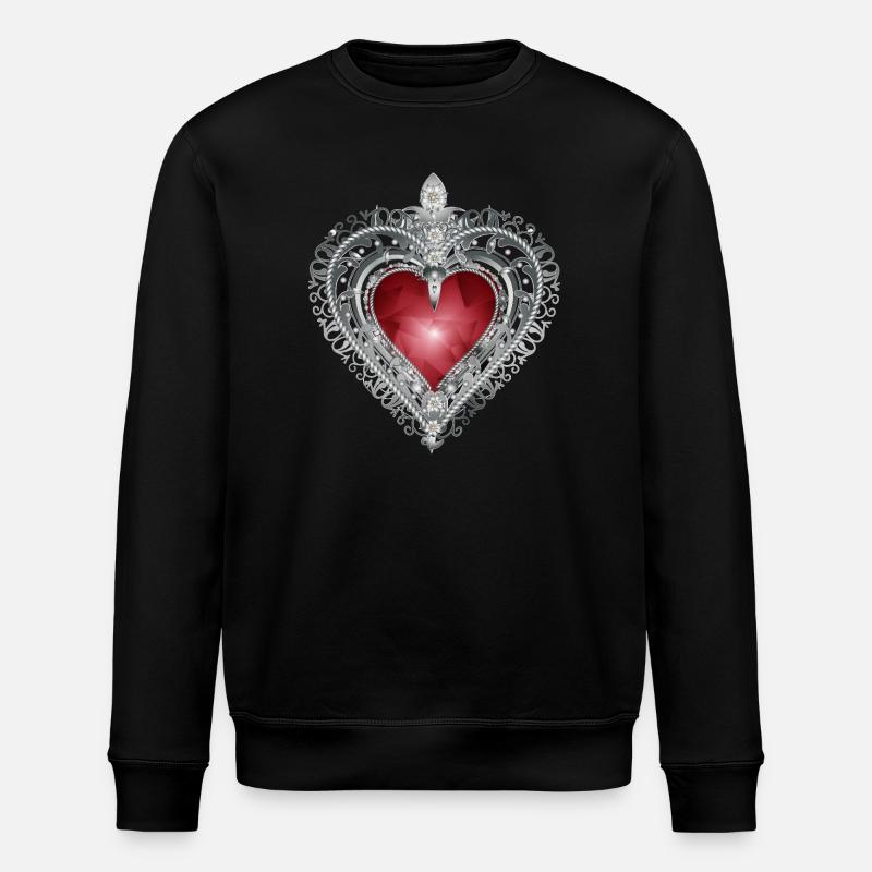 Broche traditionnelle avec motif bijou rouge - Sweat bio ROLLER Stanley/Stella Unisexe - noir