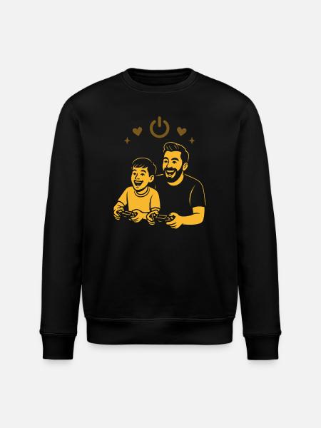 Dad & Kid Gaming - Retro Gamer Vibes - Stanley/Stella ROLLER Unisex Organic Sweatshirt - black