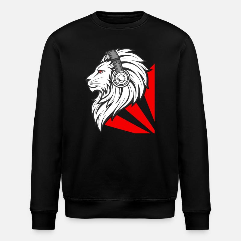 Lion élégant avec des écouteurs - Sweat bio ROLLER Stanley/Stella Unisexe - noir