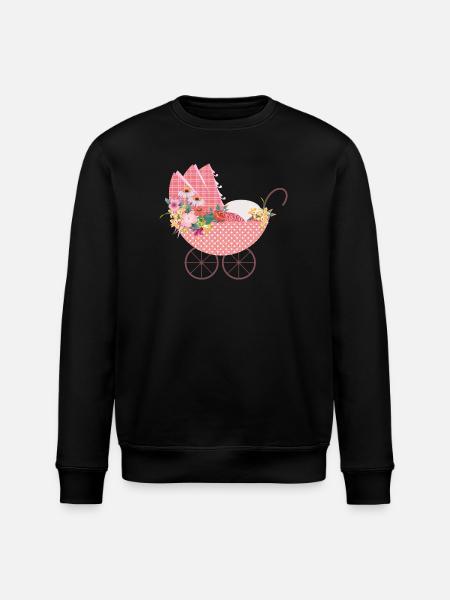 Playful Flower Stroller – Romantic Motif - Stanley/Stella ROLLER Unisex Organic Sweatshirt - black
