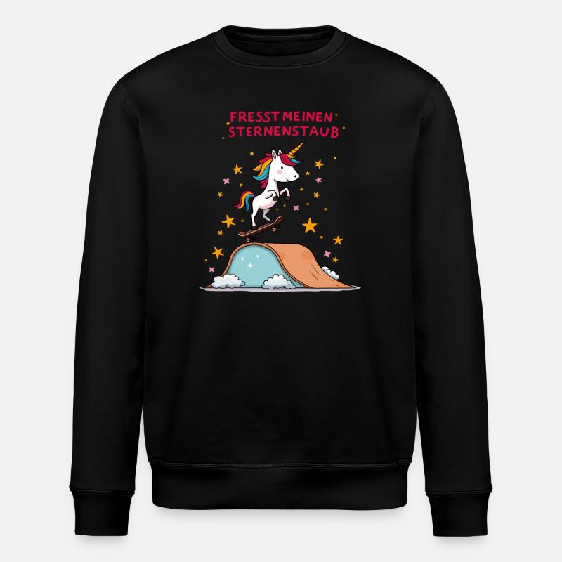 Skateboard-Einhorn - Stanley/Stella Unisex Bio-Sweatshirt ROLLER - Schwarz