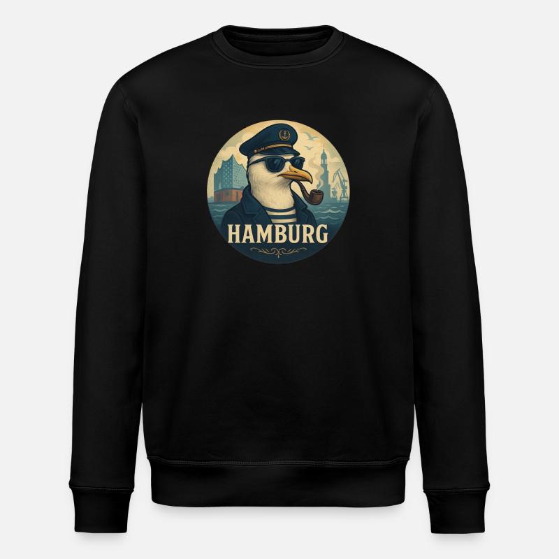 Captain Möwe – Hamburg Style - Stanley/Stella Unisex Bio-Sweatshirt ROLLER - Schwarz