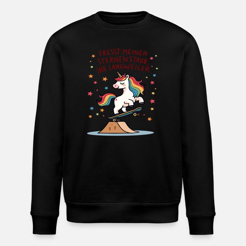 Skateboard-Einhorn - Stanley/Stella Unisex Bio-Sweatshirt ROLLER - Schwarz