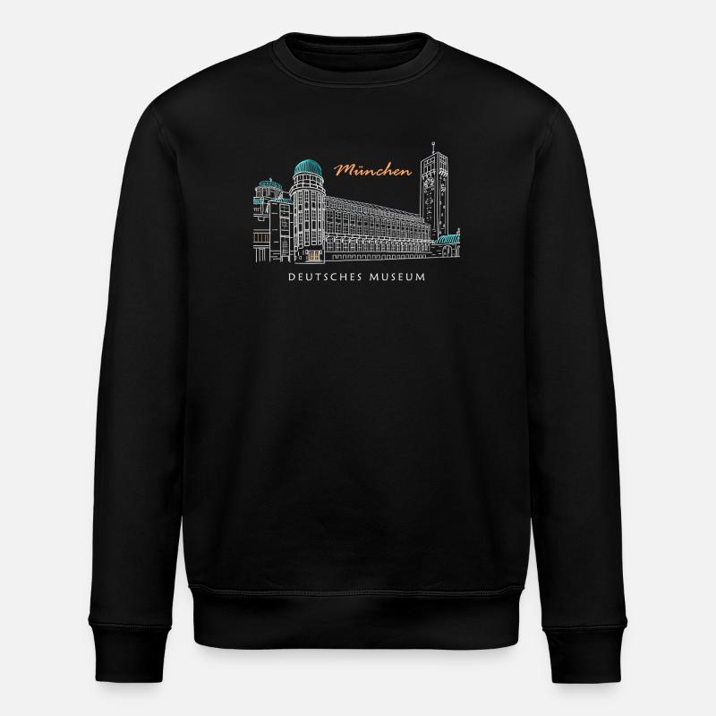 Munich Deutsches Museum Hand Drawing - Stanley/Stella ROLLER Unisex Organic Sweatshirt - black