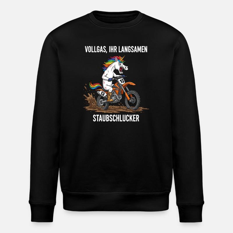 Einhorn-Motocross - Stanley/Stella Unisex Bio-Sweatshirt ROLLER - Schwarz