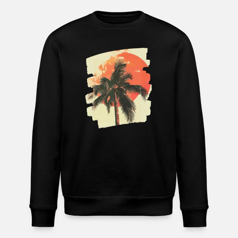 Palm Tree Sunset Summer - Stanley/Stella ROLLER Unisex Organic Sweatshirt - black