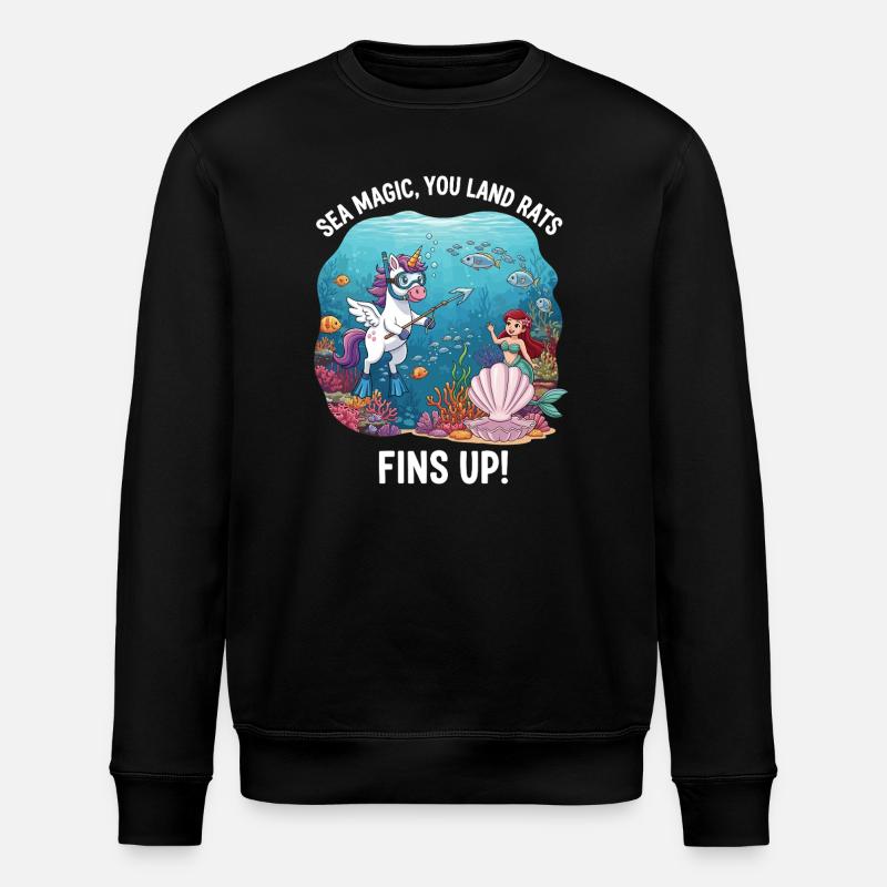 Meeresmagie mit Einhorn - Stanley/Stella Unisex Bio-Sweatshirt ROLLER - Schwarz