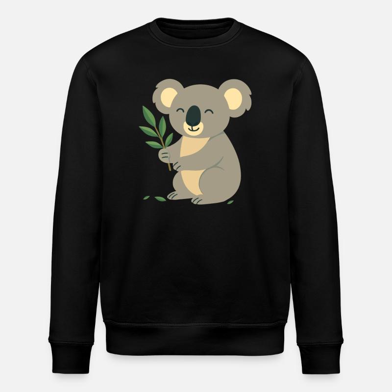 Smiling koala with eucalyptus - Stanley/Stella ROLLER Unisex Organic Sweatshirt - black