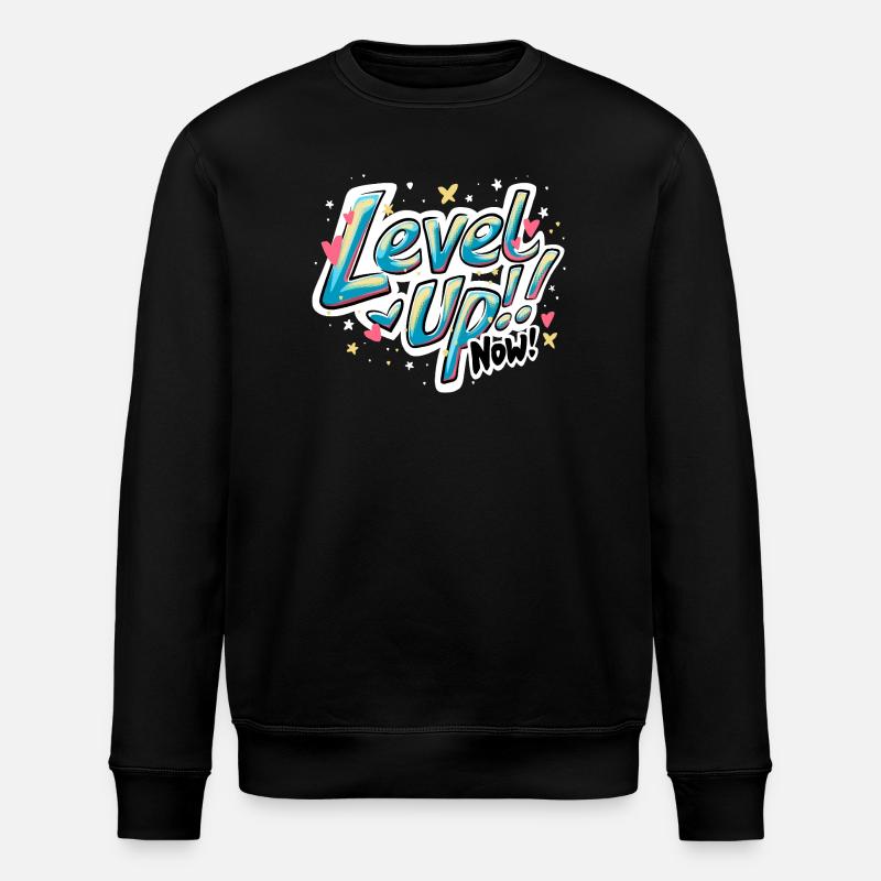 Levende inspirerende 'Level up now!' Citat Design - Stanley/Stella økologisk unisex-sweatshirt ROLLER - sort