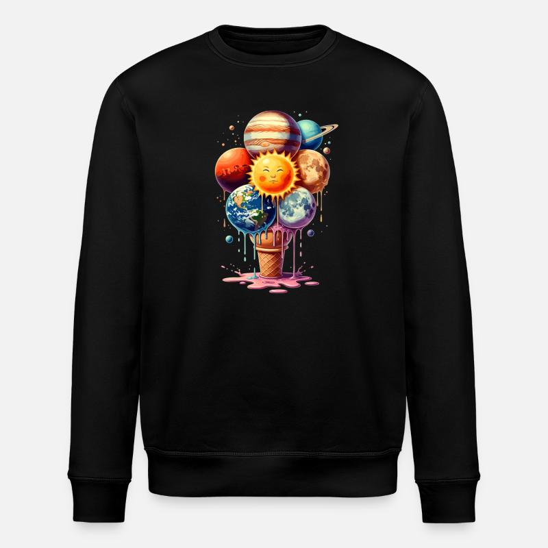 Eiscreme Planeten Waffeleis Sonnensystem - Stanley/Stella Unisex Bio-Sweatshirt ROLLER - Schwarz