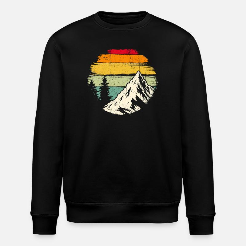 Retro Sunset Ridge Berg - Stanley/Stella Unisex Bio-Sweatshirt ROLLER - Schwarz