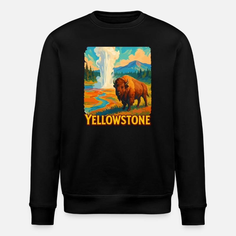 Yellowstone Bison Geyser - Sweat bio ROLLER Stanley/Stella Unisexe - noir