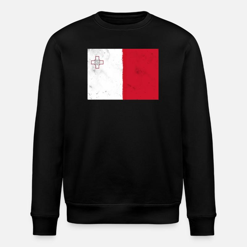 Flagge von Malta - Stanley/Stella Unisex Bio-Sweatshirt ROLLER - Schwarz
