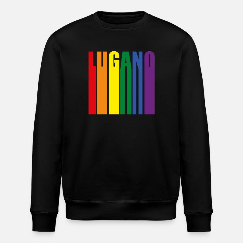 Lugano Switzerland Rainbow Pride Gift - Stanley/Stella ROLLER Unisex Organic Sweatshirt - black