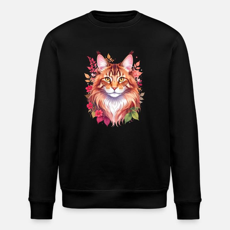 Maine Coon Katze Portrait - Stanley/Stella Unisex Bio-Sweatshirt ROLLER - Schwarz