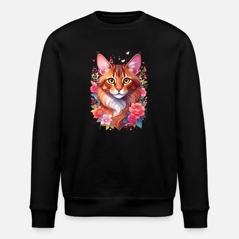 Somali Cat Portrait - Stanley/Stella ROLLER Unisex Organic Sweatshirt - black