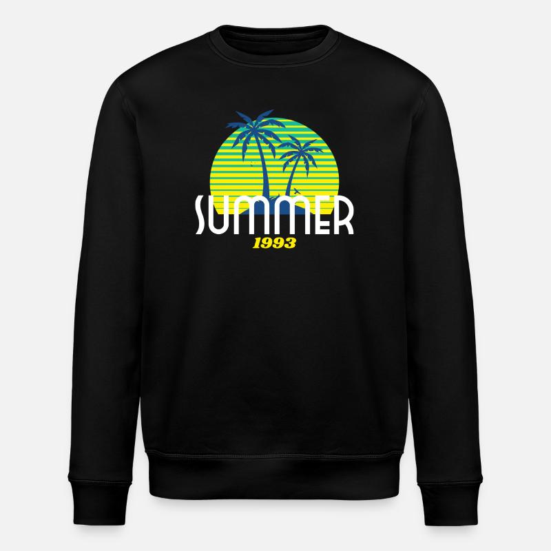 Tropical Palm Tree & Sunset Design - Stanley/Stella ROLLER Unisex Organic Sweatshirt - black