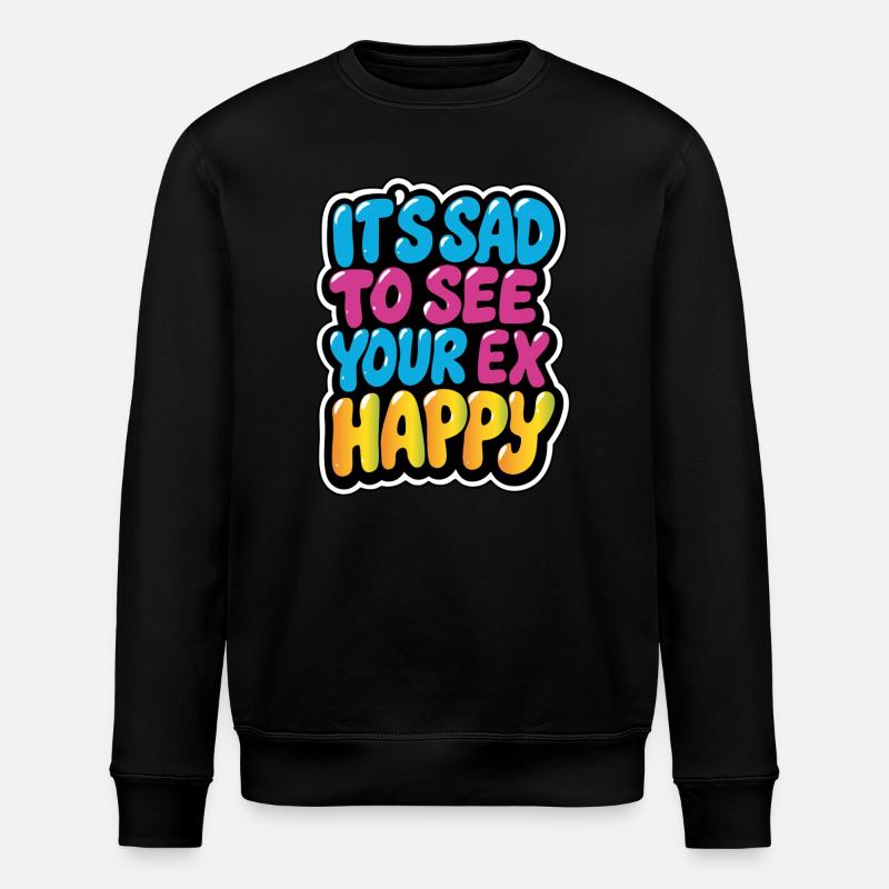 Fargerik trist til glad eks-meme-design - Stanley/Stella ROLLER økologisk unisex-sweatshirt - svart