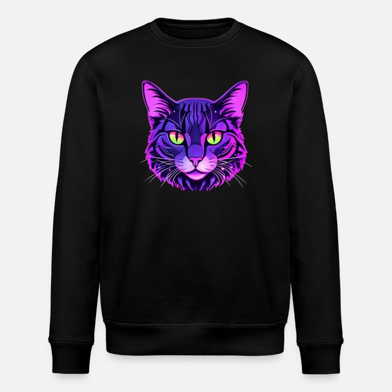 Portrait de chat aux couleurs néon - Sweat bio ROLLER Stanley/Stella Unisexe - noir
