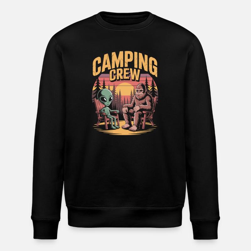 Lustiger Bigfoot Und Alien Camping - Stanley/Stella Unisex Bio-Sweatshirt ROLLER - Schwarz