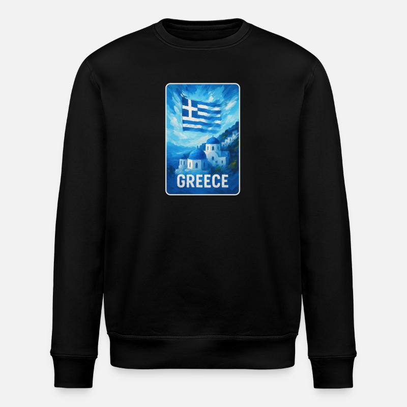 Greece Santorini Flag - Stanley/Stella ROLLER Unisex Organic Sweatshirt - black