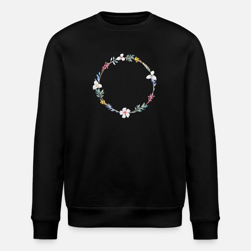 Sommer Blumen Kranz, personalisierbar - Stanley/Stella Unisex Bio-Sweatshirt ROLLER - Schwarz