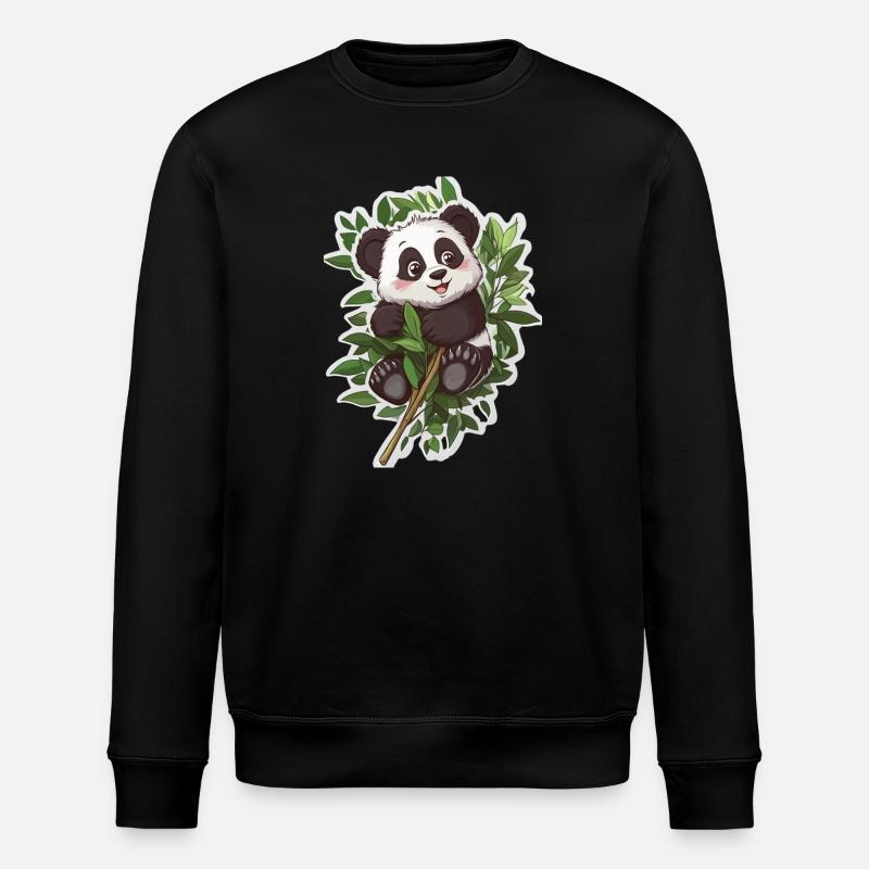 Cute Panda Bear - Stanley/Stella ROLLER Unisex Organic Sweatshirt - black