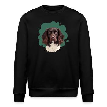 Kleiner Münsterländer mit grünem Hintergrund - Stanley/Stella Unisex Bio-Sweatshirt ROLLER - Schwarz - Vorne - Nik (191cm)