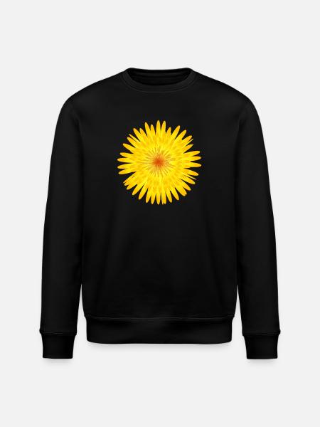 Yellow Dandelion Blossom Summer Motif - Stanley/Stella ROLLER Unisex Organic Sweatshirt - black