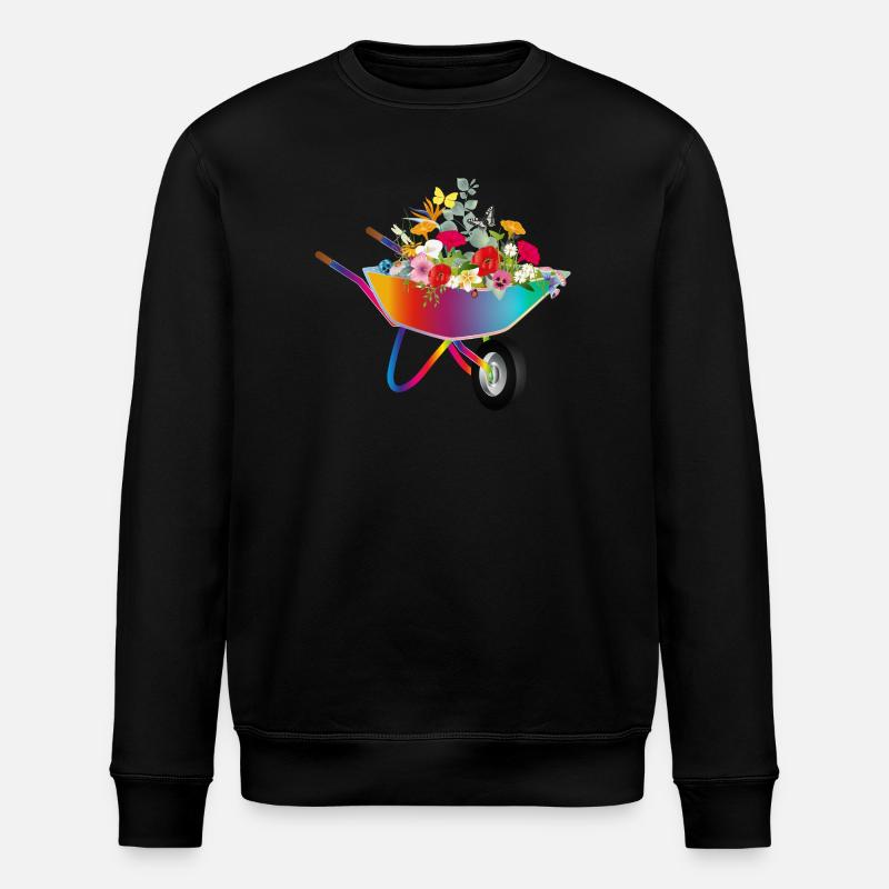 Bunte Schubkarre mit Blumenpracht - Stanley/Stella Unisex Bio-Sweatshirt ROLLER - Schwarz