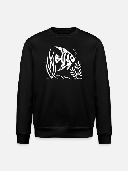 Black and White Tropical Fish Design - Stanley/Stella ROLLER Unisex Organic Sweatshirt - black