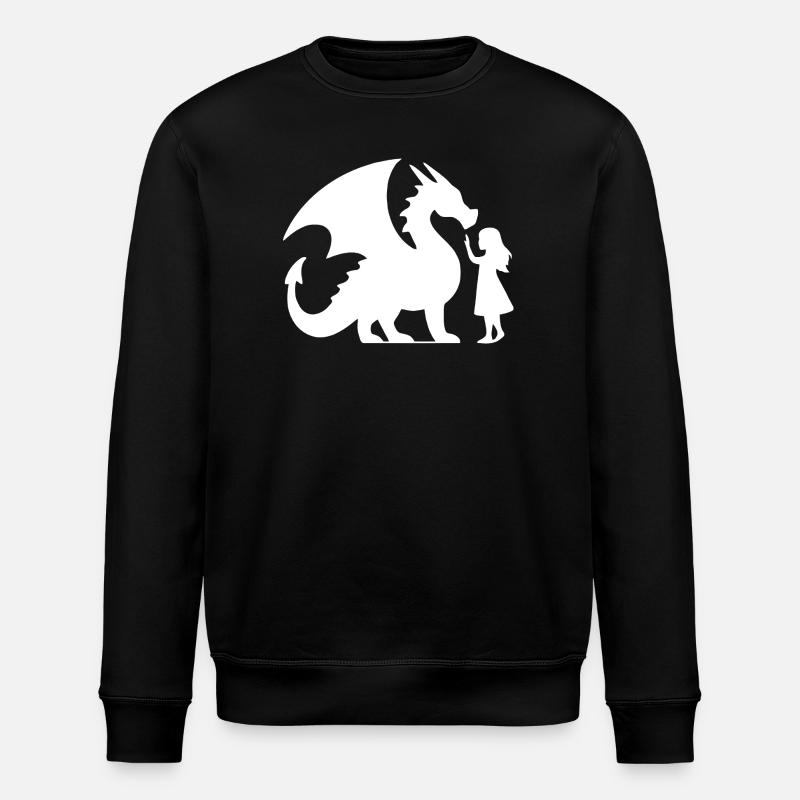 Episches Drachen- und Mädchen-Silhouetten-Design - Stanley/Stella Unisex Bio-Sweatshirt ROLLER - Schwarz