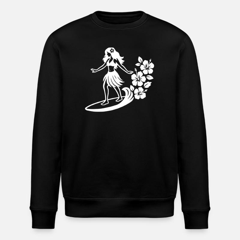 Fille hawaïenne avec motif d’hibiscus - Sweat bio ROLLER Stanley/Stella Unisexe - noir