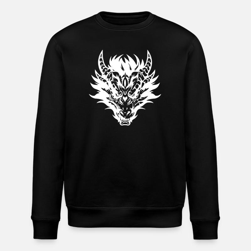 Kompliziertes Design der Stammesdrachenmaske - Stanley/Stella Unisex Bio-Sweatshirt ROLLER - Schwarz