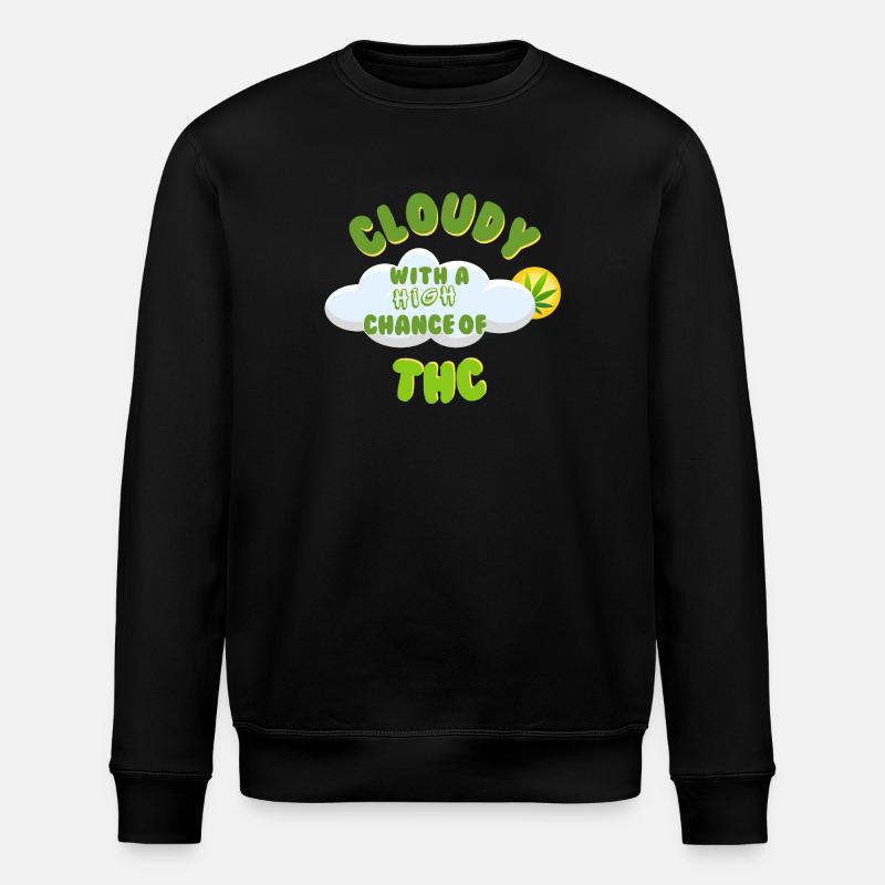 Cloudy THC Celebration Design - Stanley/Stella ROLLER Unisex Organic Sweatshirt - black