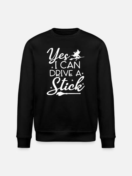 Whimsical Witch Riding Broom Illustration - Stanley/Stella ROLLER Unisex Organic Sweatshirt - black
