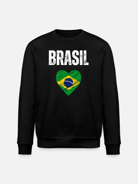 I love Brazil, flag of Brazil - Stanley/Stella ROLLER Unisex Organic Sweatshirt - black
